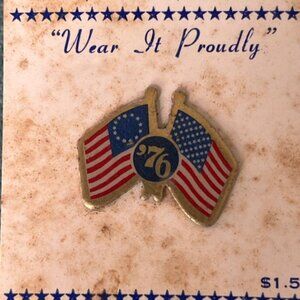1976 Flag Pin 1776 Flag with 1976 Flag on original card